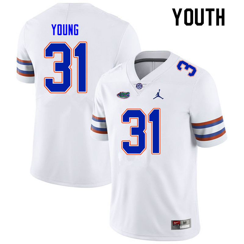 Youth #31 Jordan Young Florida Gators College Football Jerseys Sale-White